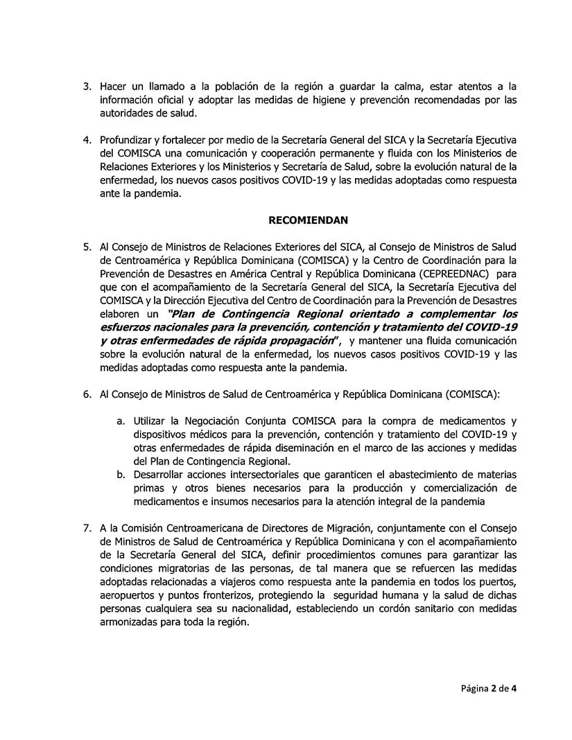 declaracion-jefes-estado-gobierno-sica-coronavirus